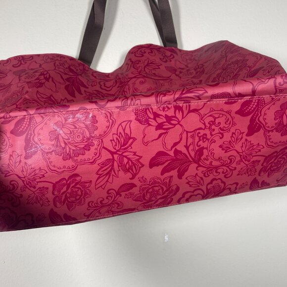 emilie Sloan Seattle Red Floral Tote Bag 16" x 13" Hook & Snap Closure Rainproof - Picture 5 of 7